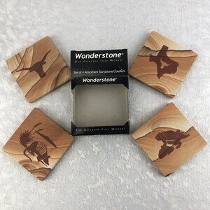 Wonderstone Sandstone Coasters Hand Finished Texas Silhouette Designs (Set of 4)